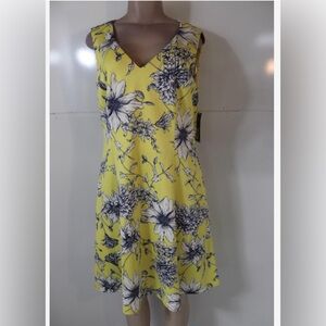 Jessica Howard Women's Yellow/Black Floral Dress Sz.14 NWT